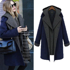 Fashion Woman Thick Pattern Long Winter Coat  Woolen Overcoat