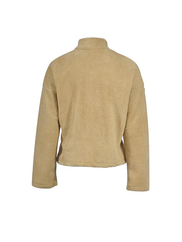Thick High Neck Long Sleeve Fabric Surface Zipper Sweatshirts