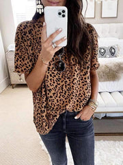 Summer leopard printed short sleeve T-shirts tops