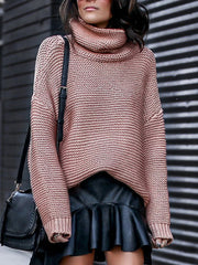 High Neck Thick Plain Warm Woman Sweaters