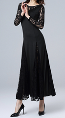 Elegant Solid Crew Neck Long Sleeve Maxi Dress Evening Dresses