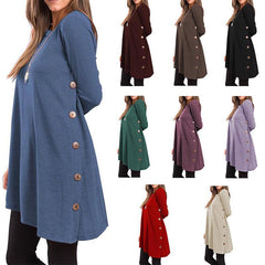 Long Sleeve Casual Buttoned Asymmetric T-Shirt