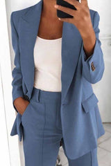 Two-Piece Fashion Lapel Slim Cardigan Blazer
