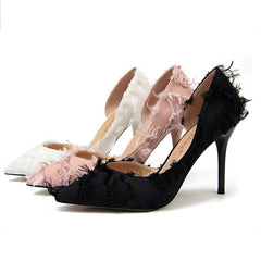 Three Colors Beautiful Elegant Feathers Woman Pumps