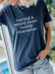 Letter Short Sleeve Crew Neck Printed T-Shirts