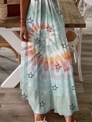 Lightgreen Swing Casual Sleeveless Abstract Dresses