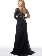 Lace Split Joint One-Shoulder Backless Split-side Floor Maxi Dress
