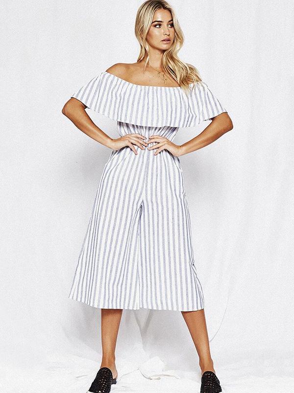 Stripes Off-the-shoulder Jumpsuit Bottoms