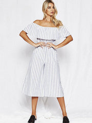 Stripes Off-the-shoulder Jumpsuit Bottoms