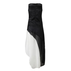 Elegant  Formal Cocktail Up Pile Elegant Chiffon Autumn Patchwork Sleeveless Long Maxi Evening Party Vestidos Dress