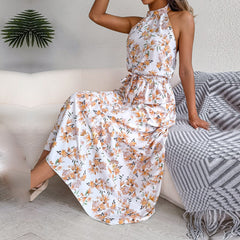 Halter Backless Floral Dress