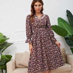 Retro French Floral Lace Dress
