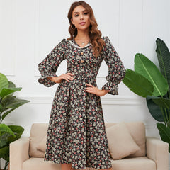 Retro French Floral Lace Dress
