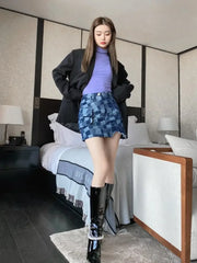 Irregular Denim Casual A-line Y2K Skirt