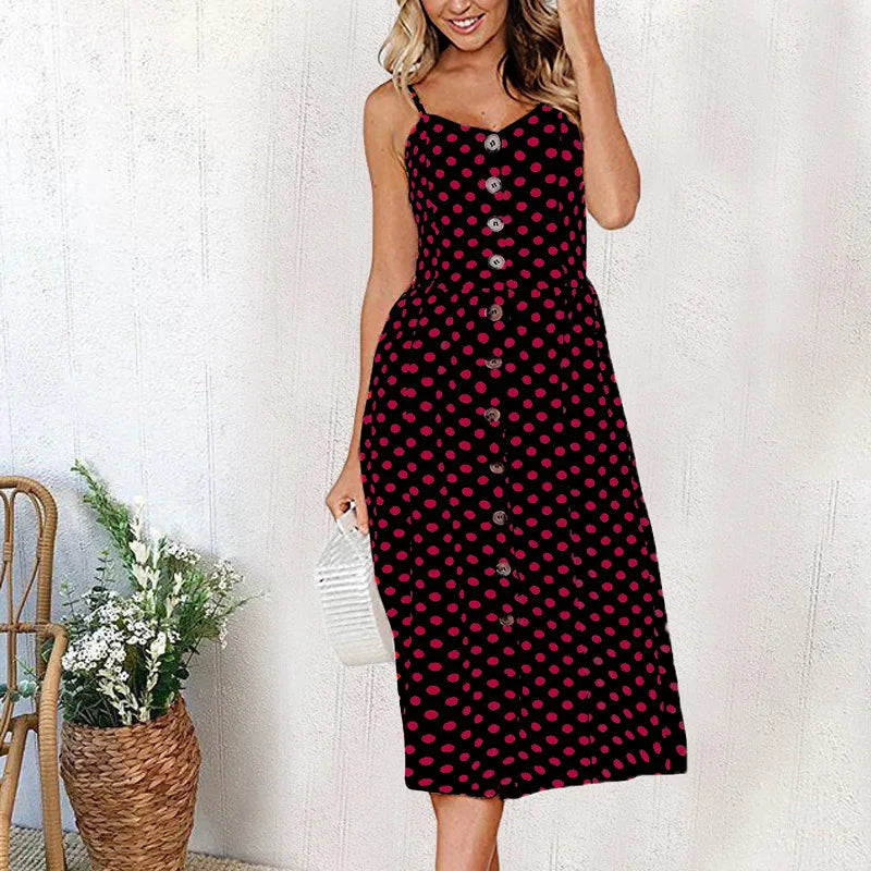 Ladies  Small Open Red Cute Style Midi Dresses