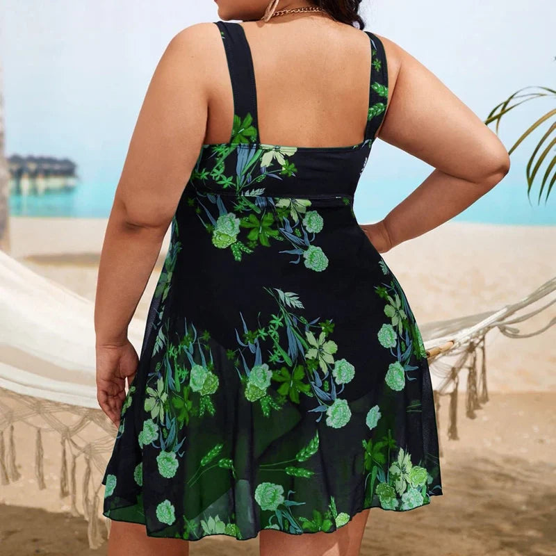 Print Vintage Skirted One Piece 5XL 6XL Plus Size Swimsuit