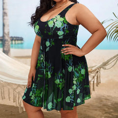 Print Vintage Skirted One Piece 5XL 6XL Plus Size Swimsuit