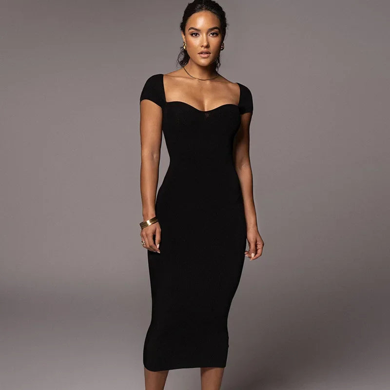 New Boat Elegant High Slim  Ladies Y2K Midi Dresses