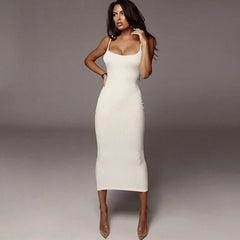 Sleeveless Elegant Birthday Party Slim Fit Midi Dresses