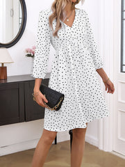 Summer Beach Chiffon  Casual Long Sleeve Polka Dot Midi Dresses