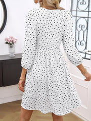 Summer Beach Chiffon  Casual Long Sleeve Polka Dot Midi Dresses