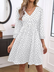 Summer Beach Chiffon  Casual Long Sleeve Polka Dot Midi Dresses