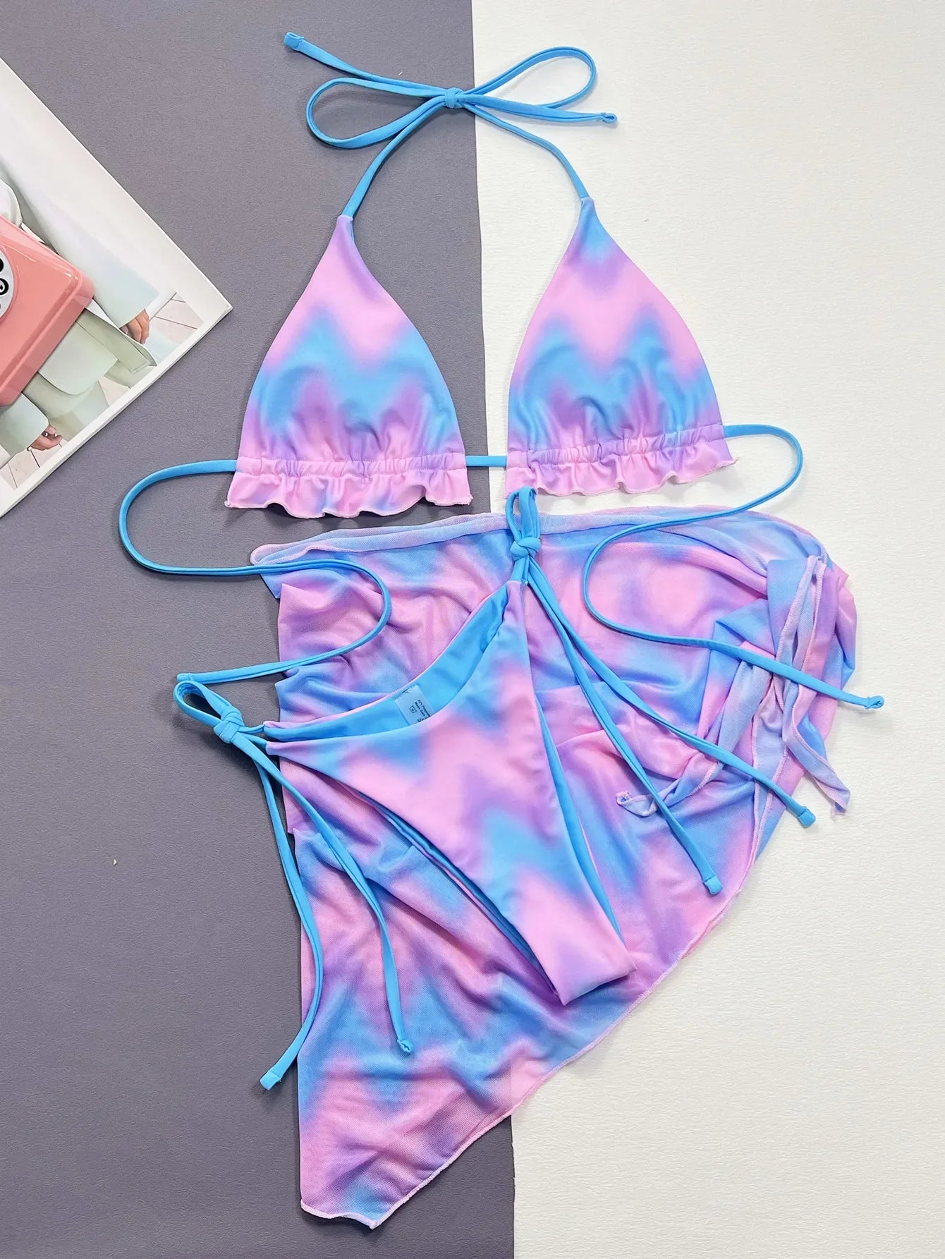 Tie-Dyed Mesh Bikini Set