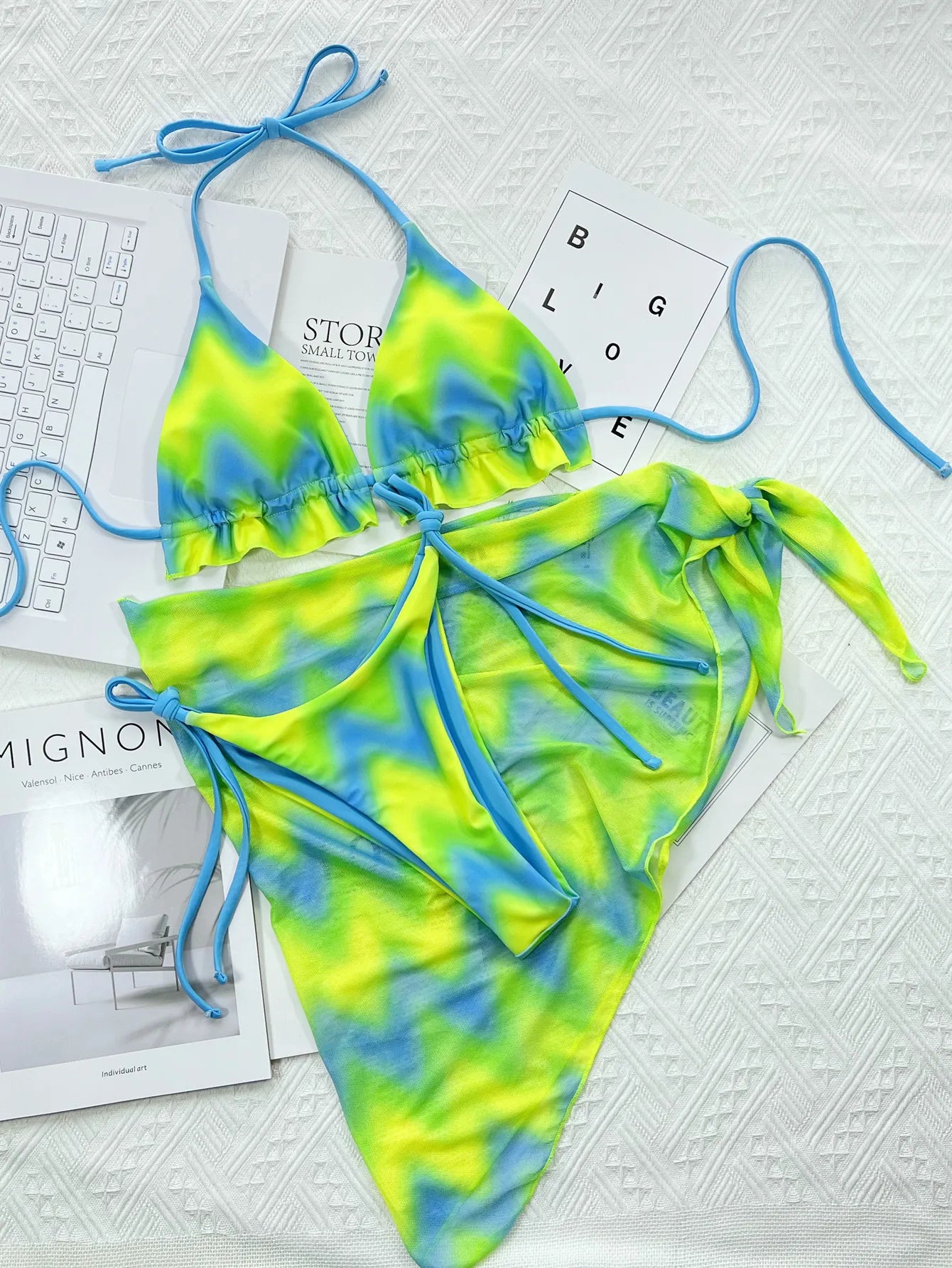 Tie-Dyed Mesh Bikini Set