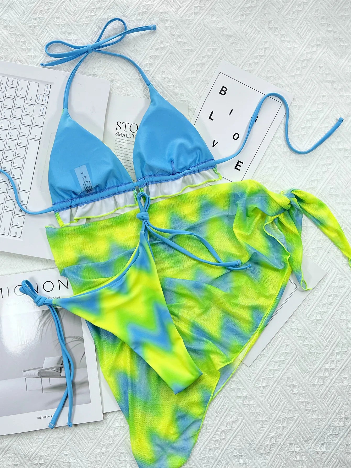 Tie-Dyed Mesh Bikini Set