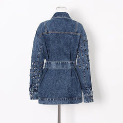 Hole loose lace denim jacket