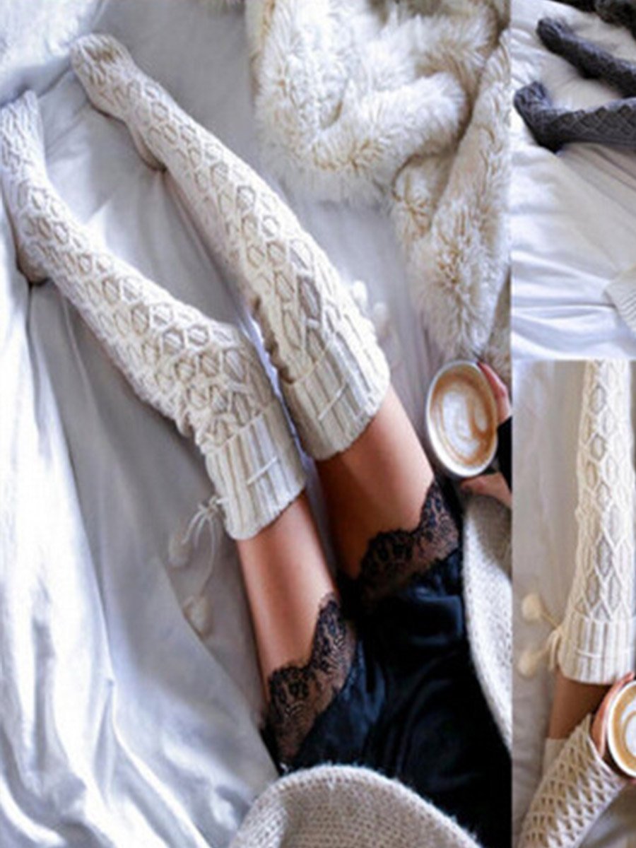 Sweet Warm Knitting Long Knee-high Socks