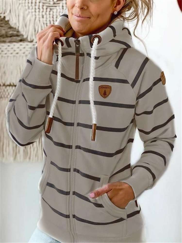 Fashion Stripe Long sleeve Hoodies Sweatshirts