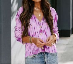 Fashion Stripe V neck Long sleeve Knit Fastener Sweaters