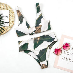 Two-Piece Sexy Tropical Print Split Bikini  Swimwear