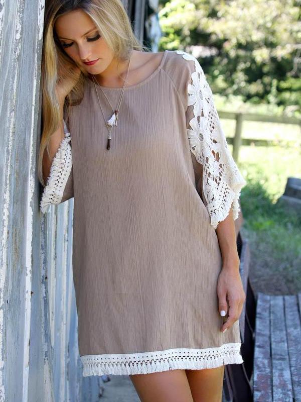 Lace Gored Loose Shift Dresses