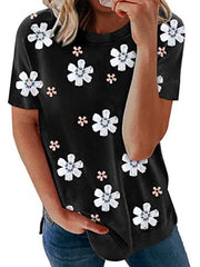 Summer flower printed short sleeve cute T-shirts