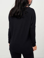 Two-color Long Sleeve Sequins Casual T-shirts