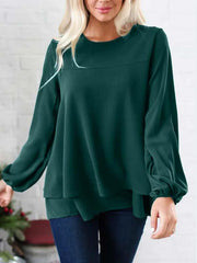 Loose chiffon women's long sleeve solid blouses