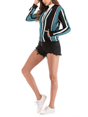 Fashion Woman Autumn Vertical Stripes Jackets