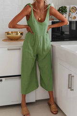 Two-Piece Loose Round Neck Sleeveless Cotton And Linen