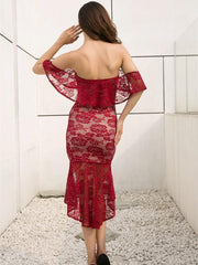 Lace Embroidered Off Shoulder Mini Dress