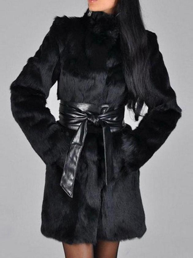 Faux Fur Glamorous High Neck Overcoats