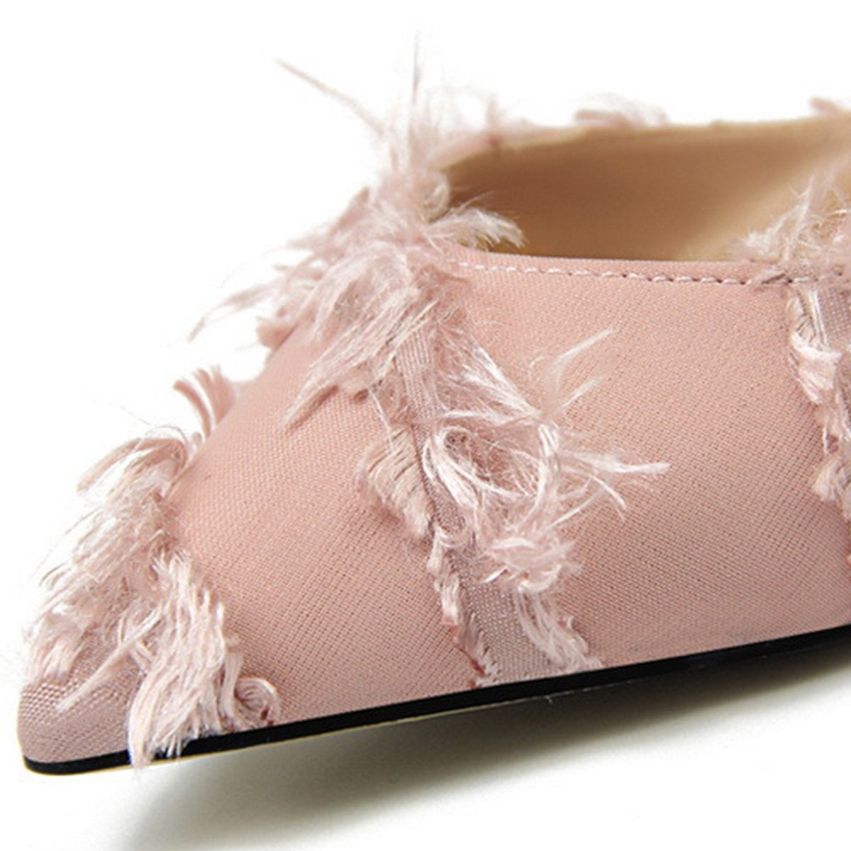 Three Colors Beautiful Elegant Feathers Woman Pumps