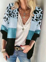 Leopard V Neck Sweater Cardigans