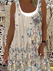 Khaki Sleeveless A-Line Dresses