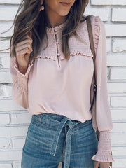 Stylish elegant long sleeve solid color blouses