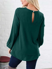 Loose chiffon women's long sleeve solid blouses