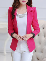 Fold-Over Collar  Plain Blazer