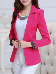 Fold-Over Collar  Plain Blazer