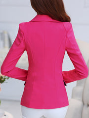 Fold-Over Collar  Plain Blazer